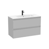 Meuble Bas Suspendu 2 Tiroirs Avec Lavabo Carré en Stonex Blanc Mat X 65 Cm 100.5x46 cm Roca