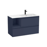 Mueble Base Suspendido 2 Cajones Estante Lateral Lavabo Stonex White Mate Roca