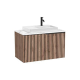 Mueble Base Suspendido con Cajón Encimera Marmoleada y Lavabo Sobre Encimera 91x49x56cm Roca