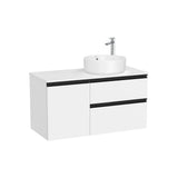 Mueble Base Suspendido 2 Cajones Puerta Lavabo Sobre Encimera Derecha 100x46x53cm Colección The Gap Roca