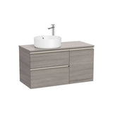 Mueble Base Asimétrico 2 Cajones Una Puerta Lavabo Sobre Encimera Izquierda 100x46x53cm Colección The Gap Roca