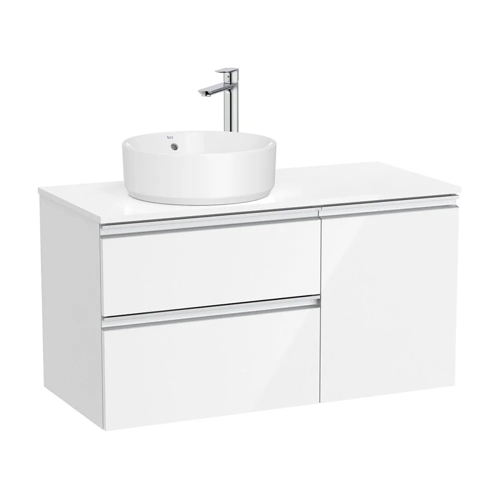 Mueble base asimétrico dos cajones una puerta lavabo sobre encimera izquierda 100x46x53 cm Roca - Vista 2