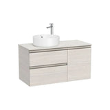 Mueble Base Asimétrico 2 Cajones Una Puerta Lavabo Sobre Encimera Izquierda 100x46x53cm Colección The Gap Roca