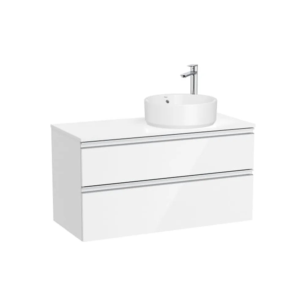 Mueble base suspendido dos cajones lavabo sobre encimera derecha 100x46x53 cm Roca - Vista 1