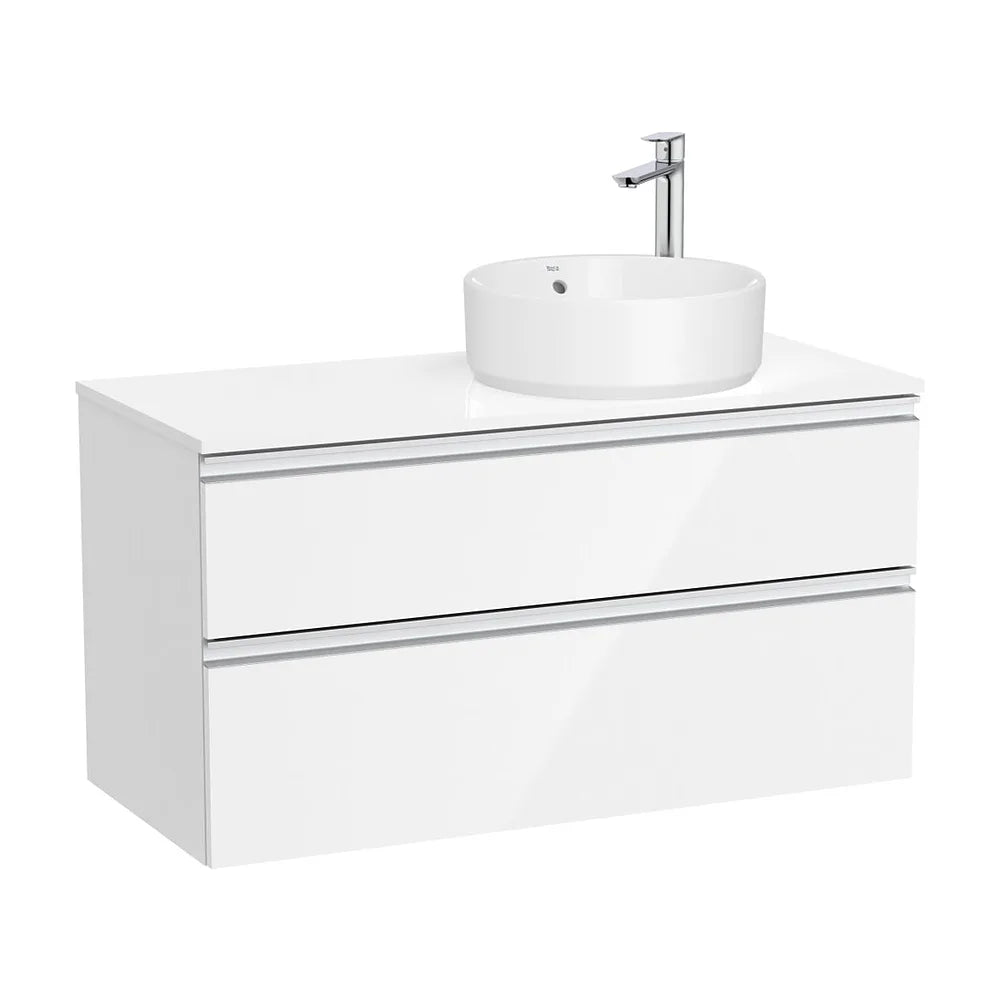 Mueble base suspendido dos cajones lavabo sobre encimera derecha 100x46x53 cm Roca - Vista 2
