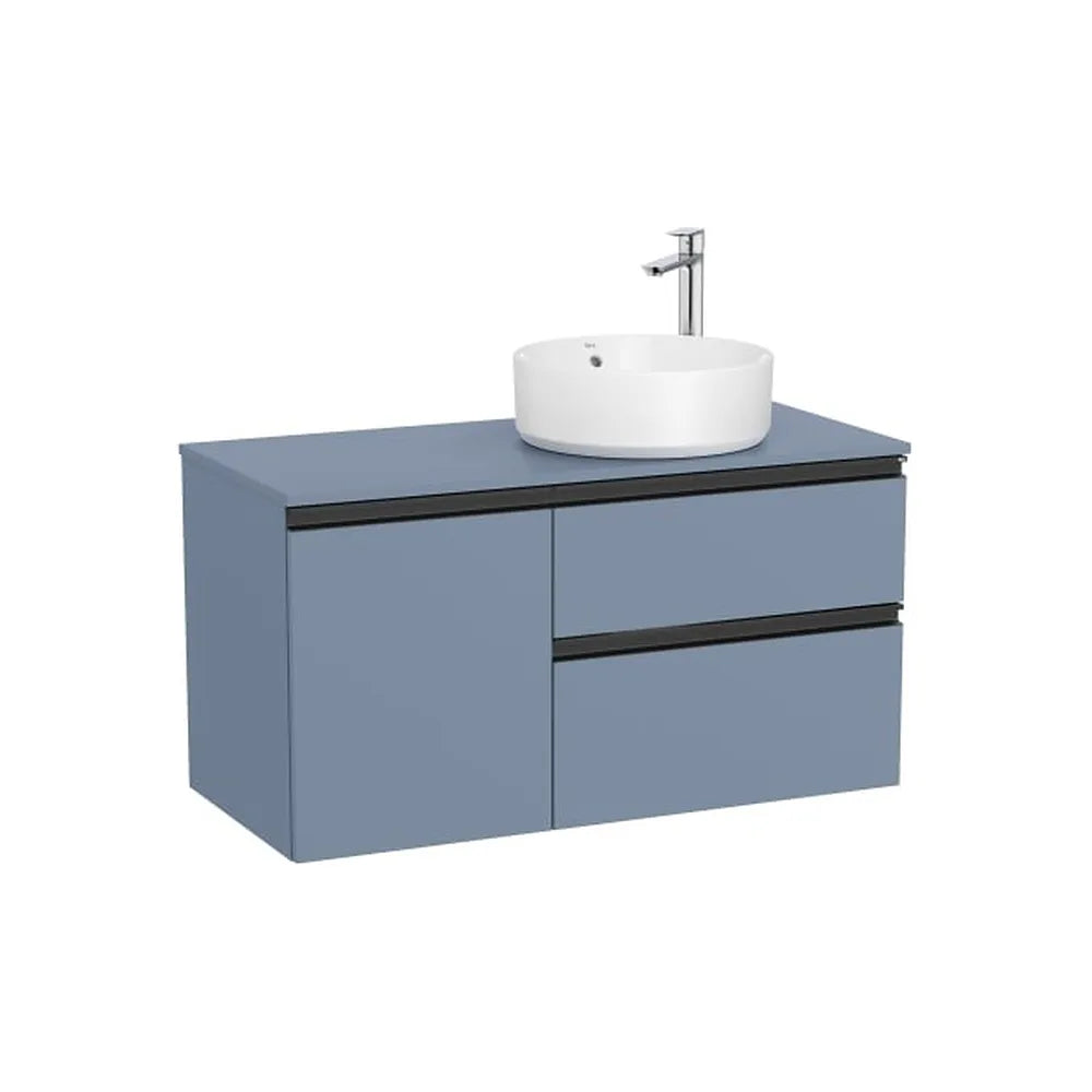 Mueble base suspendido dos cajones puerta lavabo sobre encimera derecha 100x46x53 cm Roca - Vista 1