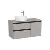 Meuble Bas Asymétrique 2 Tiroirs 1 Porte Pour Lavabo À Poser Côté Gauche X 53 Cm Suspendu Gris Mat The Gap 100x46 cm Roca