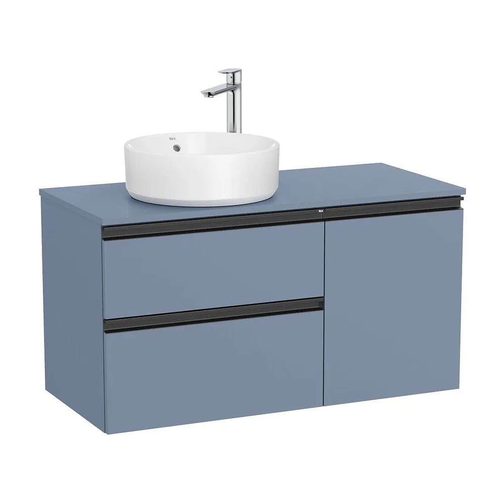 Mueble base asimétrico 100x46x53 cm dos cajones una puerta lavabo sobre encimera izquierda Roca - Vista 2