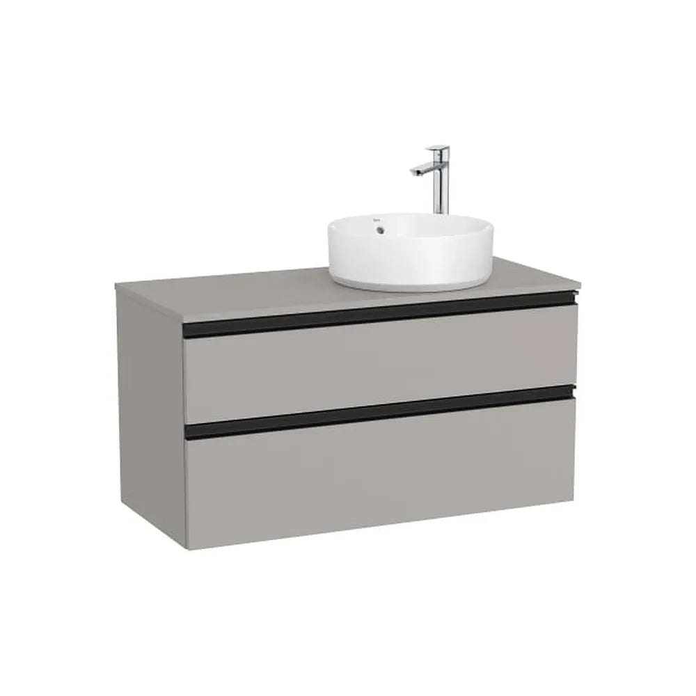 Mueble base dos cajones lavabo sobre encimera derecha 100x46x53 cm Gris Roca - Vista 1