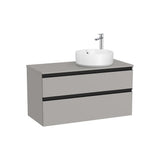 Móvel Base Com Duas Gavetas para Lavatório de Sobrepor Lado Direito X 53 Cm Acabamento Cinzento Mate The Gap 100x46 cm Roca