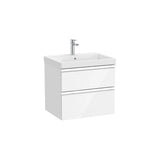 Mueble Base con 2 Cajones y Lavabo Plus Centrado 60x46x57cm Colección The Gap Blanco Brillo Roca