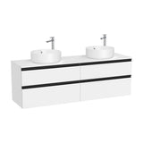 Mueble Base Suspendido con Cuatro Cajones para Dos Lavabos Sobre Encimera 160x46x53cm Colección The Gap Roca