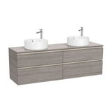 Mueble Base Suspendido Cuatro Cajones para Dos Lavabos 160x46x53cm Roca