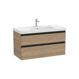 Mueble Base con 2 Cajones y Lavabo Plus Centrado Nogal 100x46x57cm Colección The Gap Roca