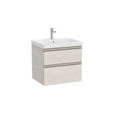 Meuble Sous Lavabo Avec Deux Tiroirs Fermeture Amortie Lavabo Centré Finition Frêne Nordique The Gap 60 cm Roca