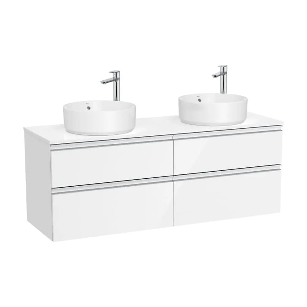 Mueble base suspendido 140x46x53 cm cuatro cajones para dos lavabos Roca - Vista 1