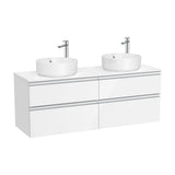 Meuble Bas Suspendu X 53 Cm Quatre Tiroirs Pour Deux Vasques À Poser Finition Blanc Brillant The Gap 140x46 cm Roca