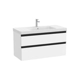 Meuble Bas 2 Tiroirs Avec Lavabo Centré X 57,5 Cm Finition Blanc Mat Design The Gap 100x46 cm Roca