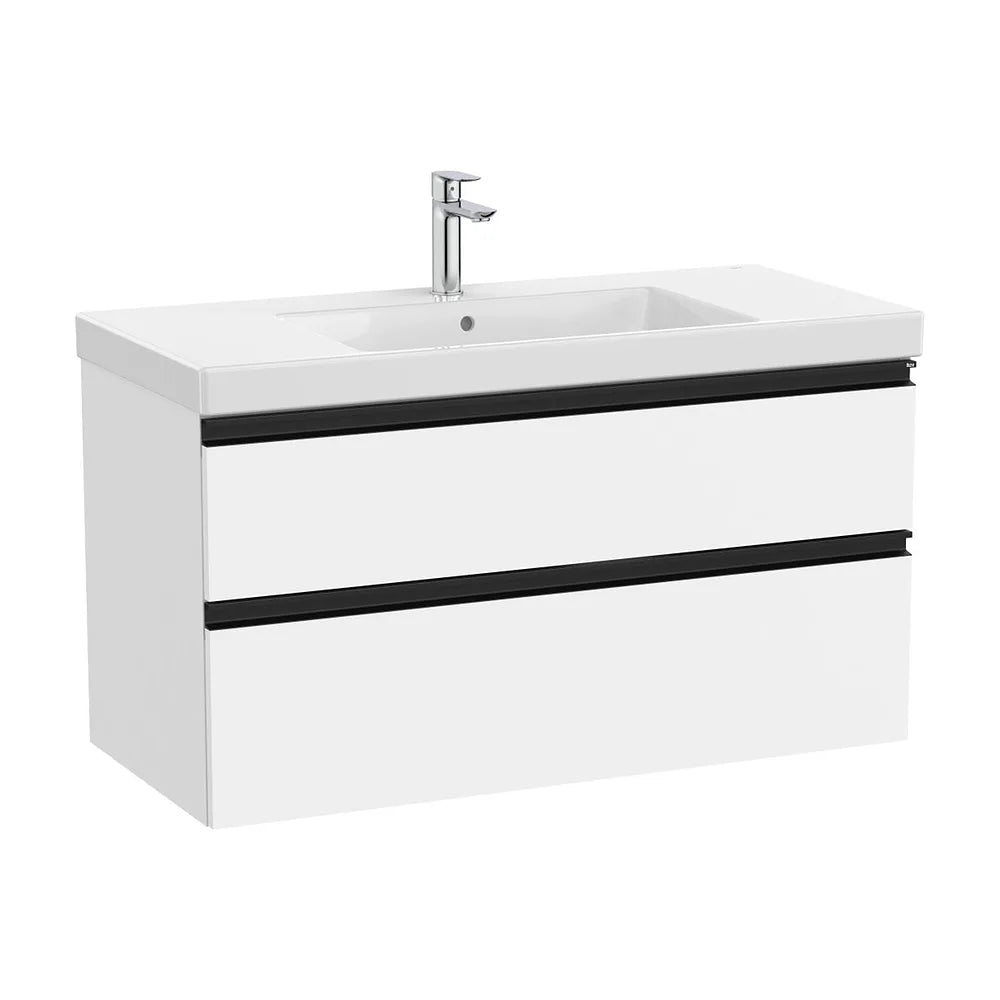 Mueble base con dos cajones y lavabo plus centrado 100x46x57 cm Blanco mate Roca - Vista 2