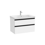 Meuble Sous Vasque À Deux Tiroirs Avec Vasque Centrée X 57 Cm Blanc Mat Design The Gap 80x46 cm Roca