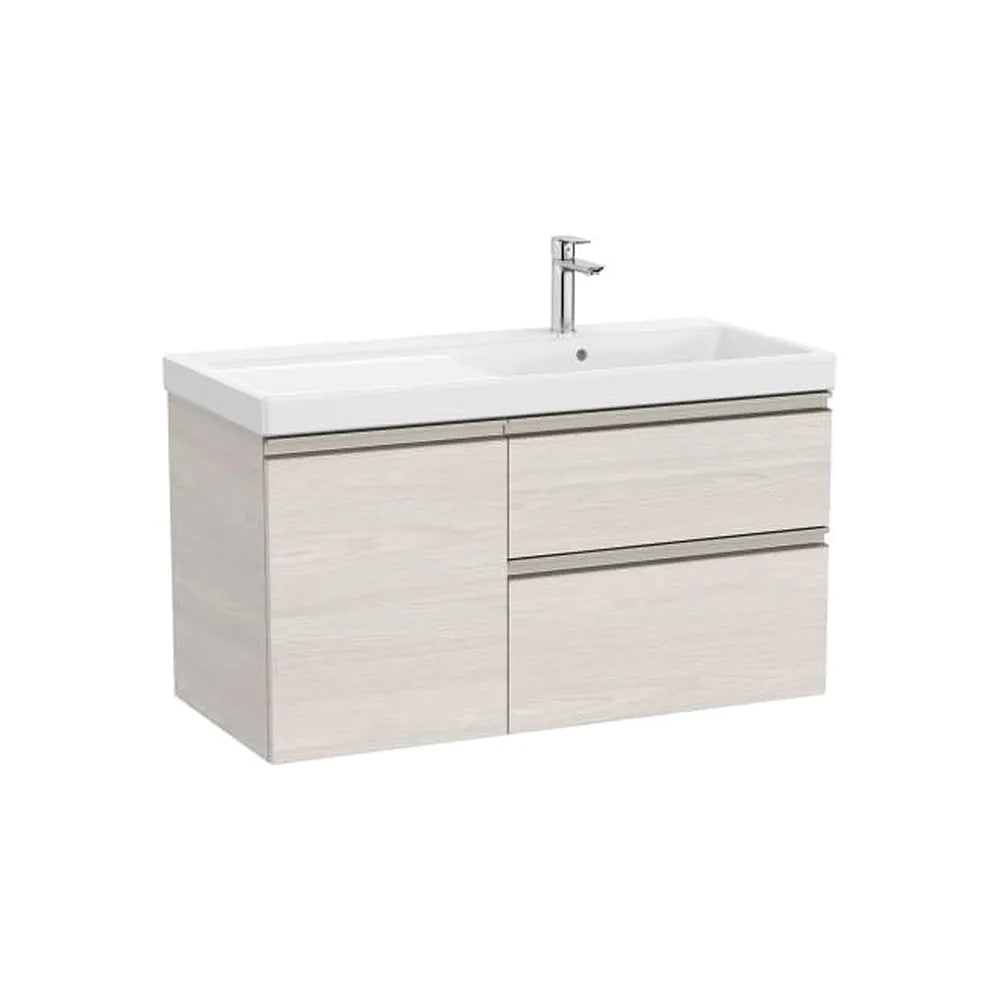 Mueble base asimétrico 100x46x57 cm con dos cajones y una puerta lavabo a la derecha Roca - Vista 1