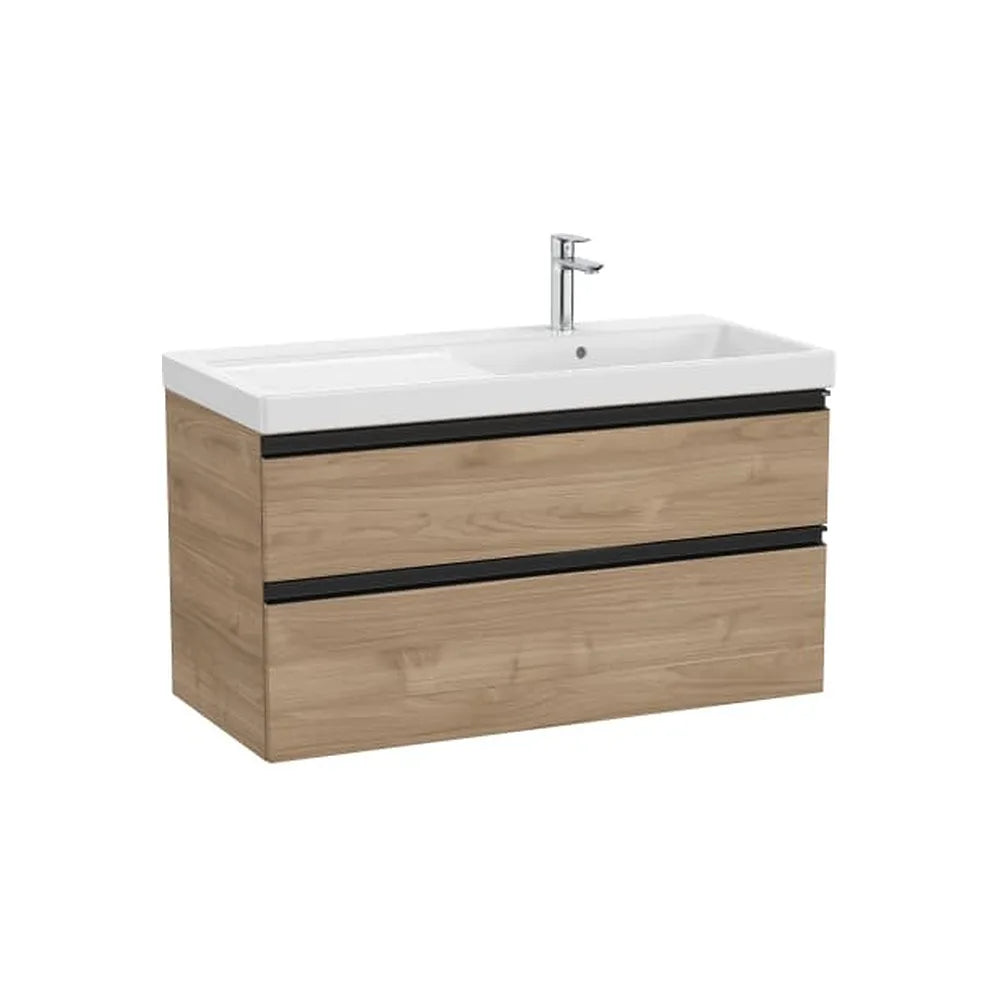 Mueble base con lavabo plus a la derecha dos cajones nogal 100x46x57 cm Roca - Vista 1