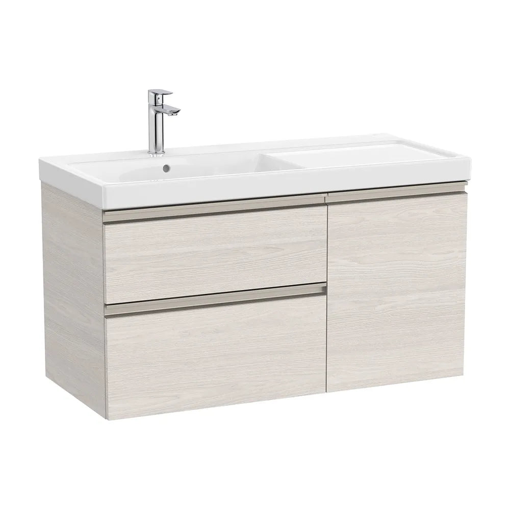 Mueble base asimétrico 100x46x57 cm con lavabo plus a la izquierda dos cajones y una puerta Fresno nórdico Roca - Vista 2