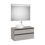 Mueble Base 2 Cajones Lavabo Sobre Encimera Izquierda Espejo Led 100x46x54cm Colección The Gap Roca