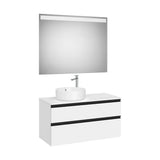 Meuble Sous Vasque Deux Tiroirs Vasque À Poser Côté Gauche Miroir Led Intégré X 53 Cm 100x46 cm Colección The Gap Roca