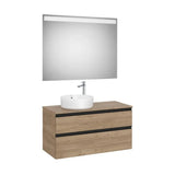 Mueble Base 2 Cajones Lavabo Sobre Encimera Izquierda Espejo Led 100x46x54cm Colección The Gap Roca