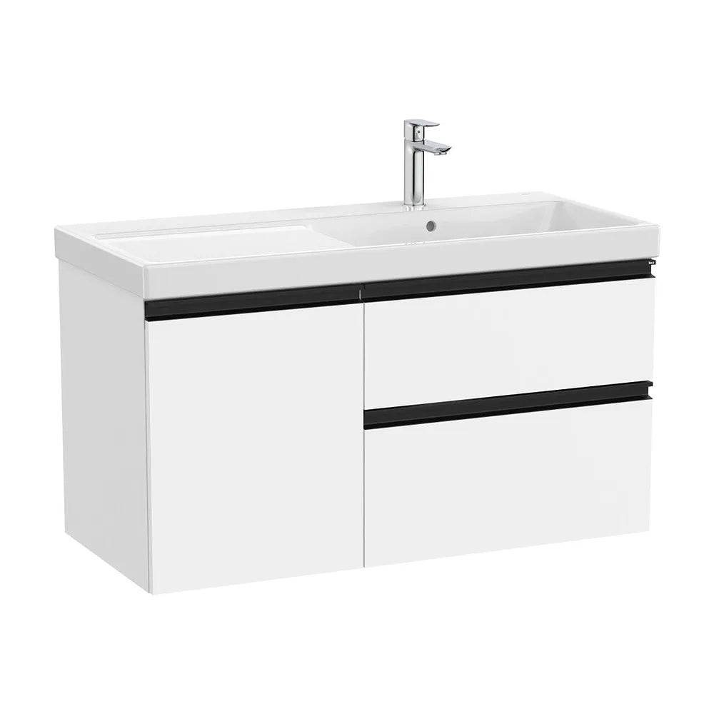 Mueble base asimétrico 100x46x57 cm con dos cajones y puerta lavabo a la derecha Roca - Vista 2