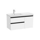 Mueble Base Asimétrico con 2 Cajones Una Puerta y Lavabo Plus a la Izquierda 100x46x57cm Colección The Gap Roca