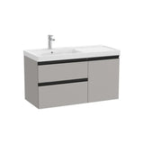 Meuble Sous Lavabo Asymétrique X 57 Cm Deux Tiroirs Une Porte Finition Gris Mat Lavabo À Gauche The Gap 100x46 cm Roca