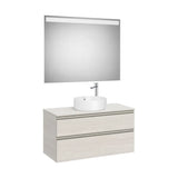 Mueble Base 2 Cajones Lavabo Sobre Encimera Centro Espejo Led 100x46x54cm Colección The Gap Roca