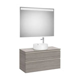 Mueble Base 2 Cajones Lavabo Sobre Encimera Centro Espejo Led 100x46x53cm Colección The Gap Roca