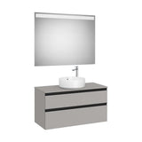 Meuble Sous Vasque Deux Tiroirs Vasque À Poser Centrée Avec Miroir Led Intégrée X 53 Cm 100x46 cm Colección The Gap Roca
