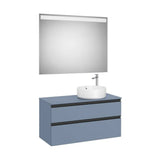 Móvel Base Com Duas Gavetas para Lavatório de Bancada À Direita Espelho Com Led X 54 Cm Azul Mate 100x46 cm Colección The Gap Roca