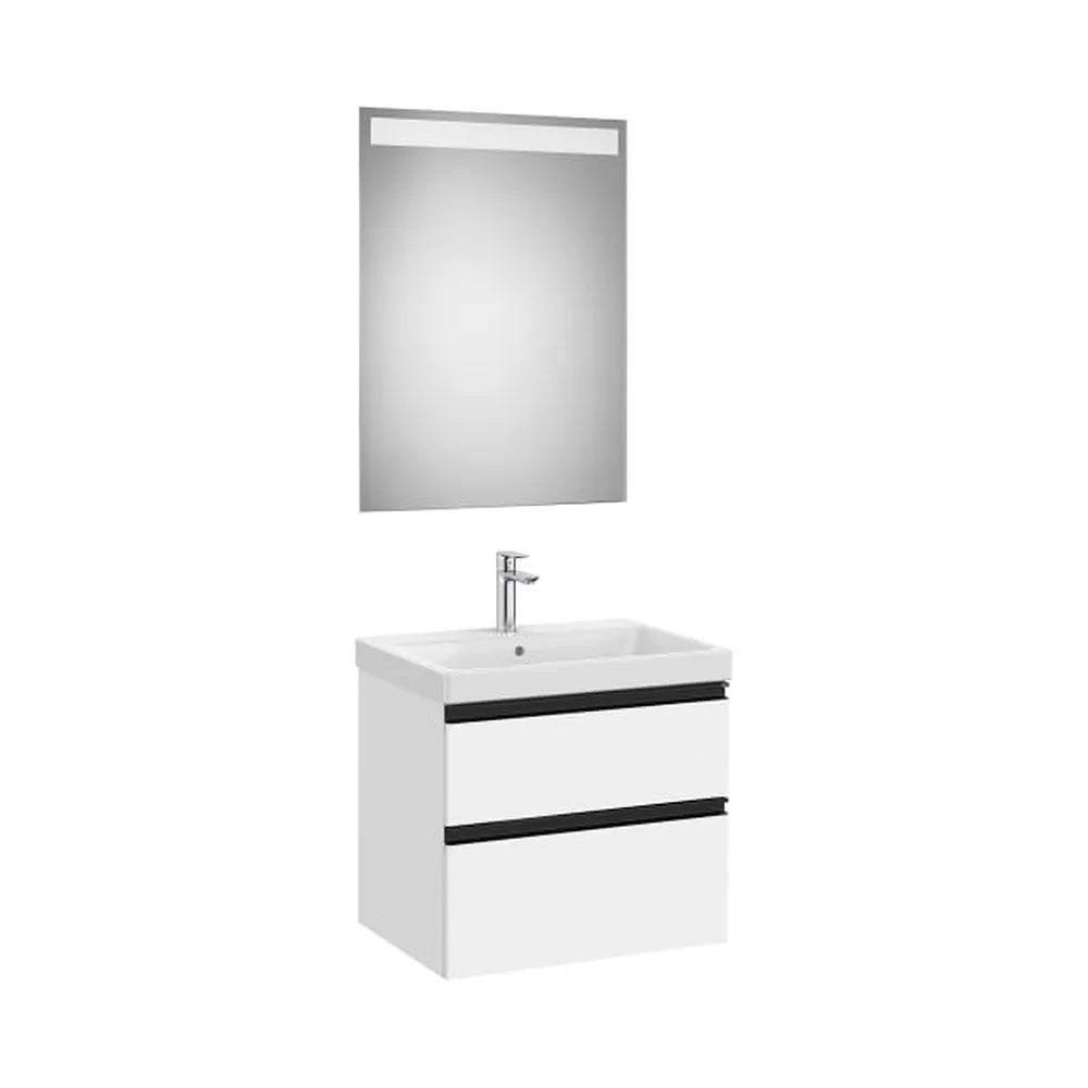 Pack mueble base dos cajones lavabo plus centrado espejo LED 60x46x57 cm Roca - Vista 1