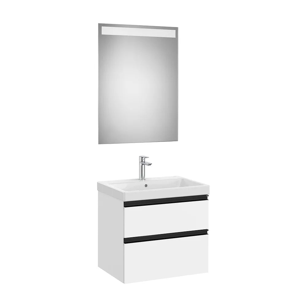Pack mueble base dos cajones lavabo plus centrado espejo LED 60x46x57 cm Roca - Vista 2