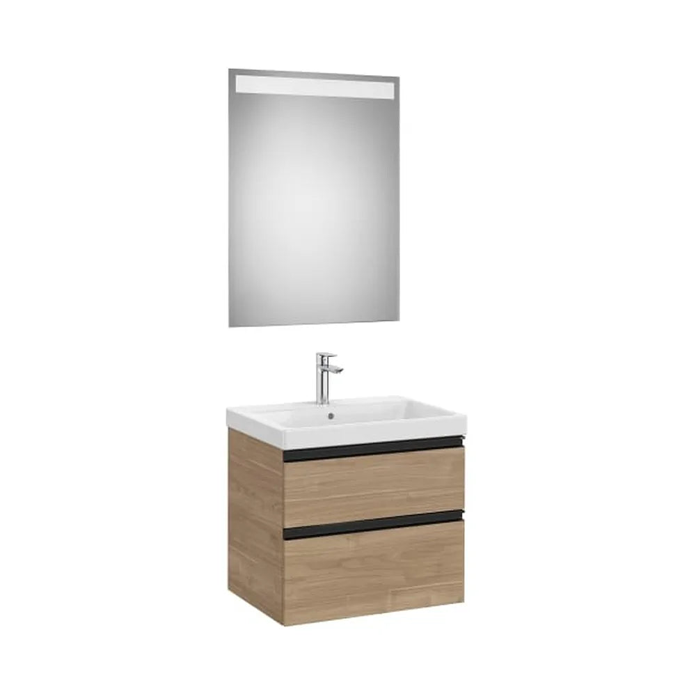 Mueble Base 2 Cajones Lavabo Plus Centrado Espejo Led 60x46x57cm Colección The Gap Roca - Vista 1