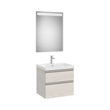Meuble Sous Lavabo 2 Tiroirs Lavabo Centré Miroir Led Eidos X 57 Cm Couleur Frêne Nordique 60x46 cm Colección The Gap Roca