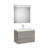 Meuble Bas Sous Lavabo 2 Tiroirs Lavabo Centré Miroir Led X 57 Cm Finition Chêne City Design 80x46 cm Colección The Gap Roca