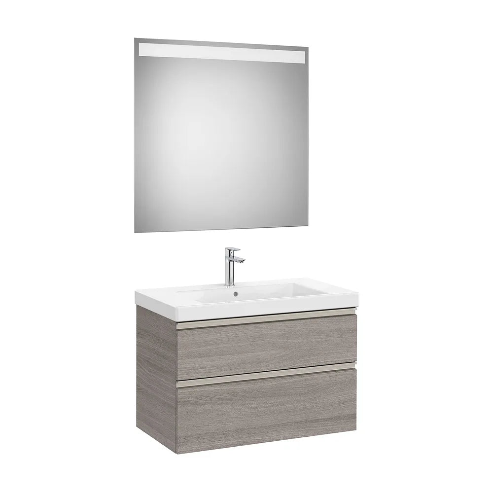 Pack mueble base dos cajones lavabo plus centrado espejo LED 80x46x57 cm Roca - Vista 2