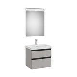 Meuble Sous Lavabo Deux Tiroirs Avec Lavabo Centré X 57 Cm Miroir Led 80 X 60 Cm 60x46 cm Colección Eidos Roca