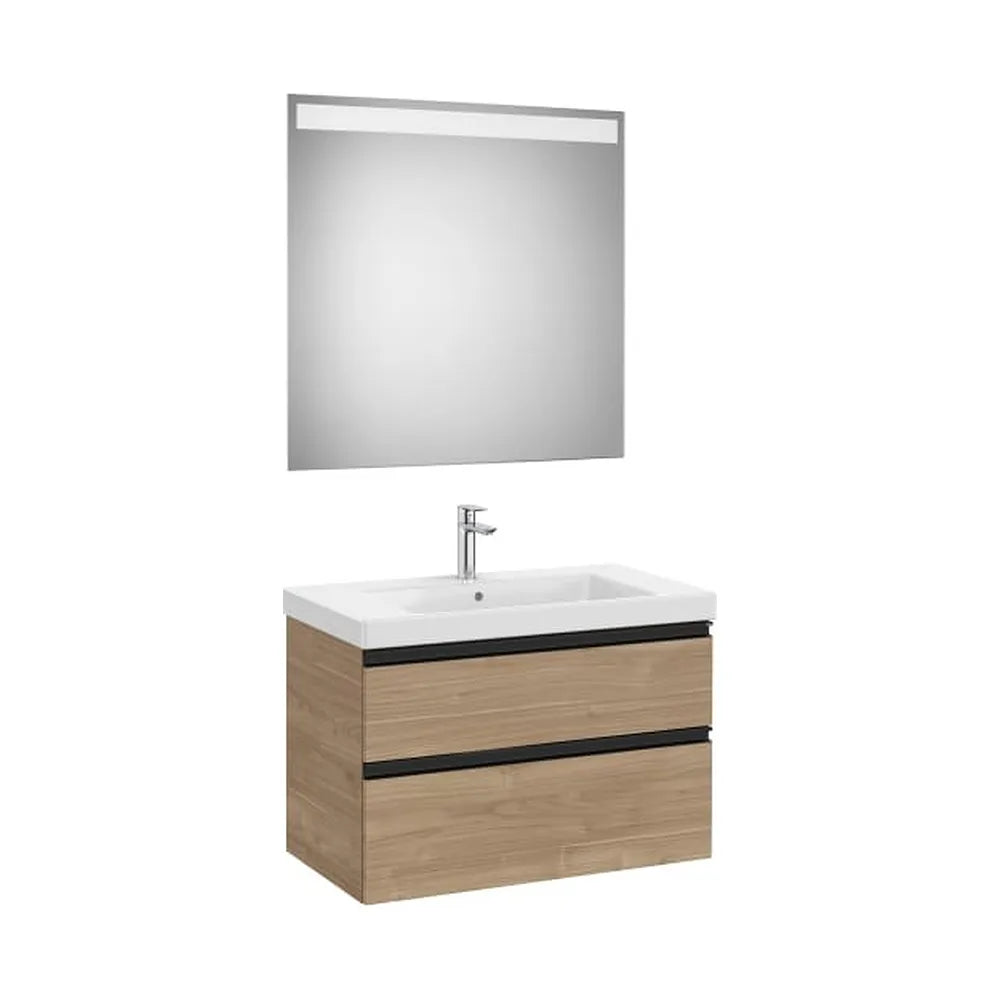 Pack mueble base dos cajones lavabo plus centrado espejo LED 80x46x57 cm Roca - Vista 1