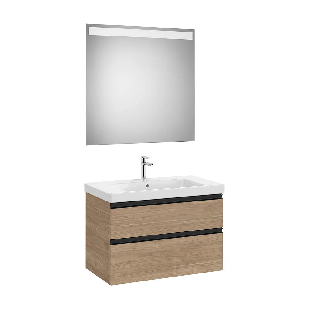 Pack mueble base dos cajones lavabo plus centrado espejo LED 80x46x57 cm Roca - Vista 2