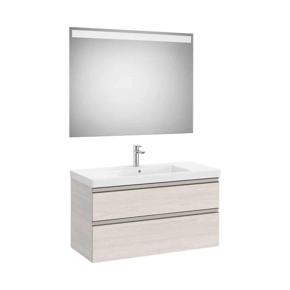 Pack mueble base dos cajones lavabo plus centrado espejo LED Eidos 100x46x57 cm Roca - Vista 1