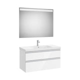 Meuble Sous Vasque Deux Tiroirs Avec Lavabo Plus Centré Et Miroir Led X 57 Cm 100x46 cm Colección The Gap Roca
