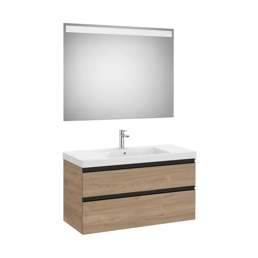 Pack mueble base dos cajones lavabo plus centrado espejo LED 100x46x57 cm Roca - Vista 1