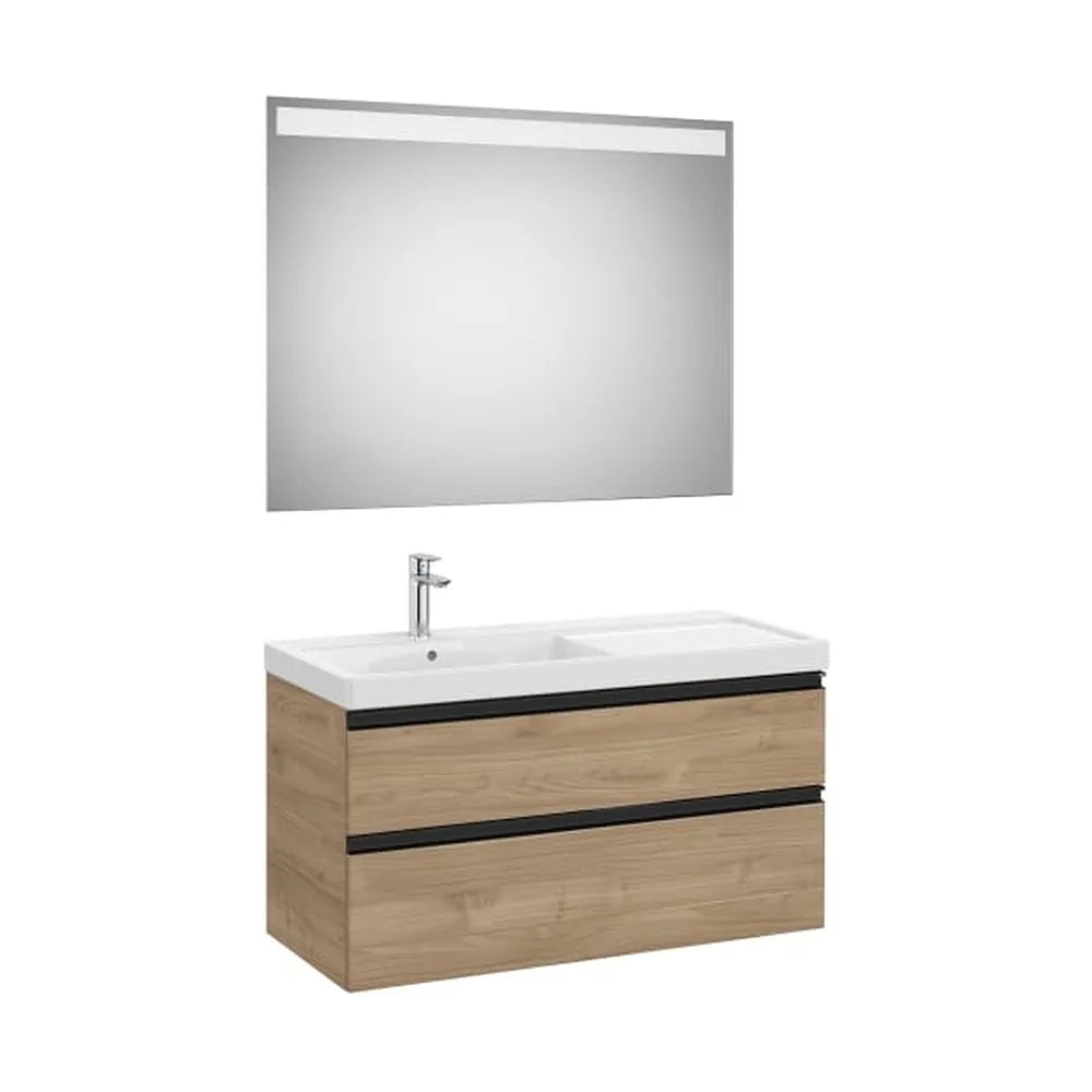Pack mueble base dos cajones lavabo plus izquierda espejo LED Eidos 100x46x57 cm Roca - Vista 1